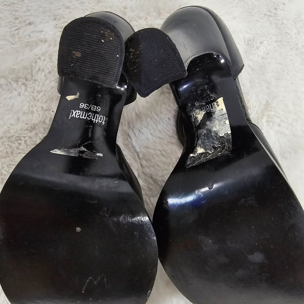 To The Max Black Peep Toe Pinup Punk Retro Ankle Strap Heels Size 6 - Picture 12 of 16